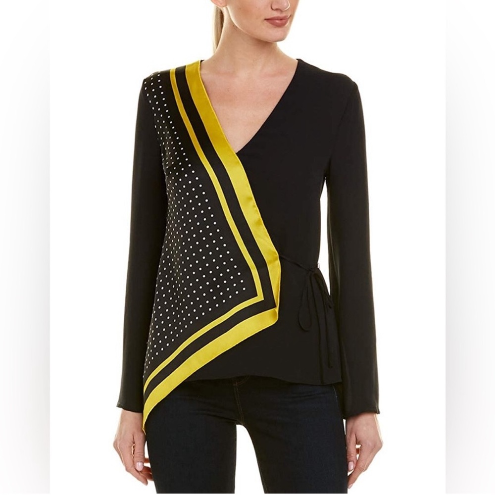 Bailey 44 polka dot faux wrap v-neck top
